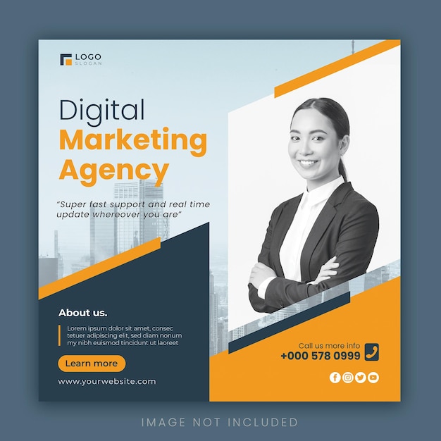 Un folleto para una agencia de marketing digital.
