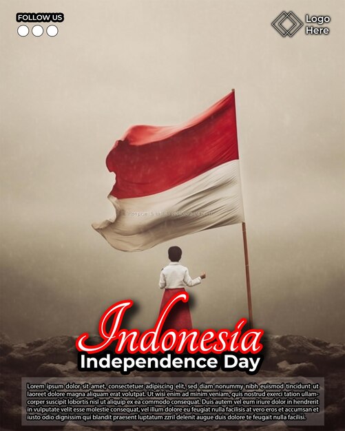 PSD folleto del álbum del día de la independencia de indonesia