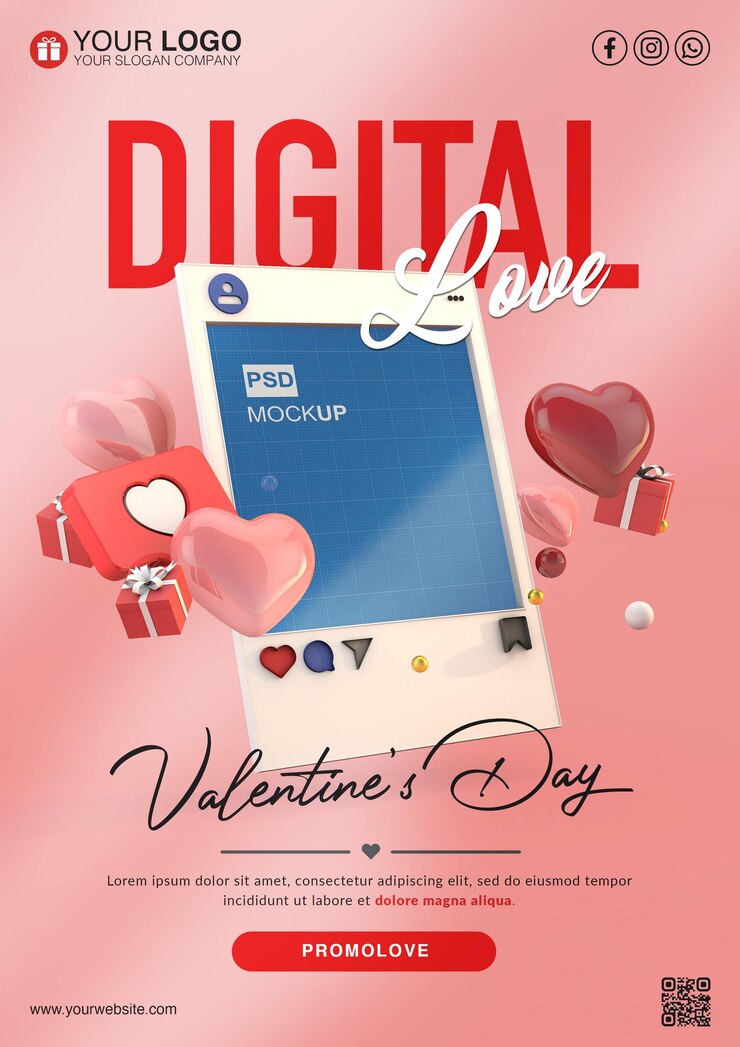 PSD folleto de amor digital para el día de san valentín