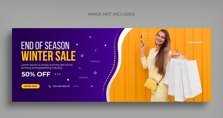 PSD folleto de banner web de redes sociales de venta de moda de invierno y plantilla de diseño de portada de facebook