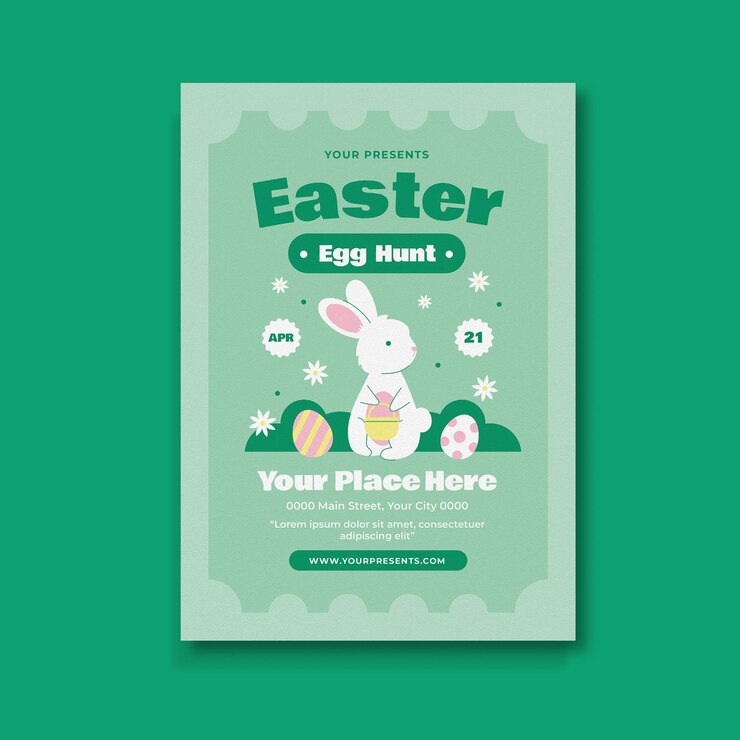 Folleto de búsqueda de huevos de Pascua verde
