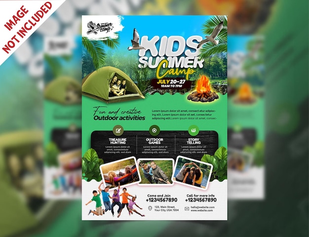 PSD folleto del campamento de verano para niños