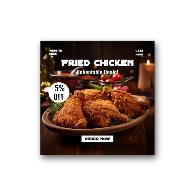 PSD folleto de cartel de banner de volante de pollo frito psd