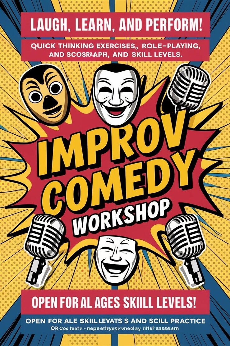 PSD un folleto de cartel para un taller de improvisación