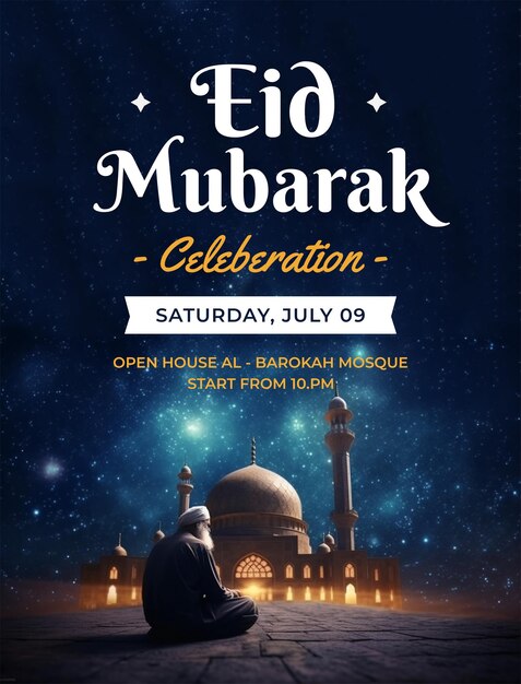 Folleto de celebración de Eid Mubarak