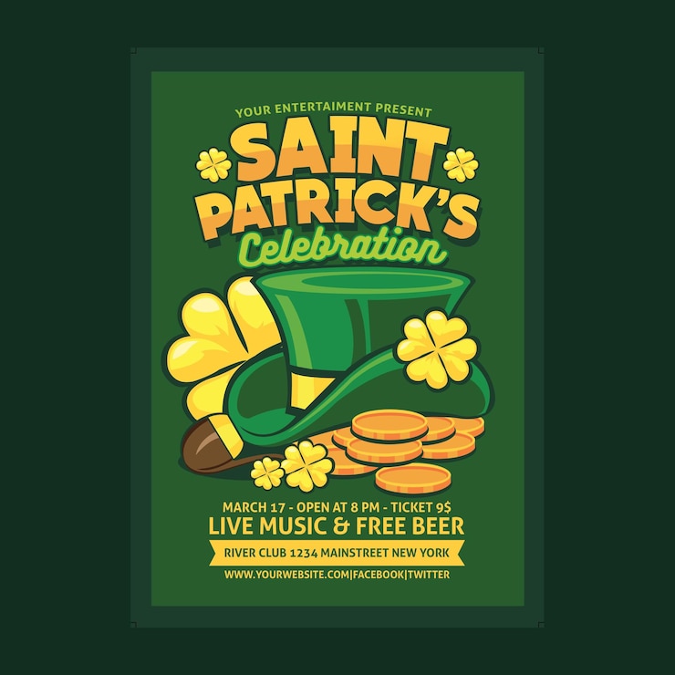 PSD folleto de celebración de san patricio