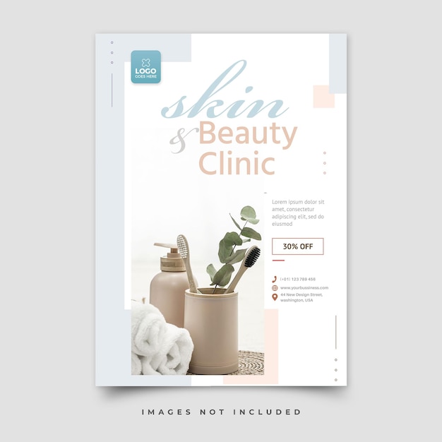 PSD folleto de la clínica de belleza de la piel