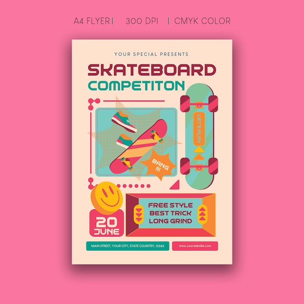 Folleto de competencia de patinetas