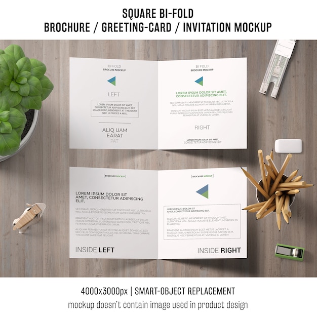 folleto cuadrado bi-fold o concepto de maqueta de la tarjeta de felicitación