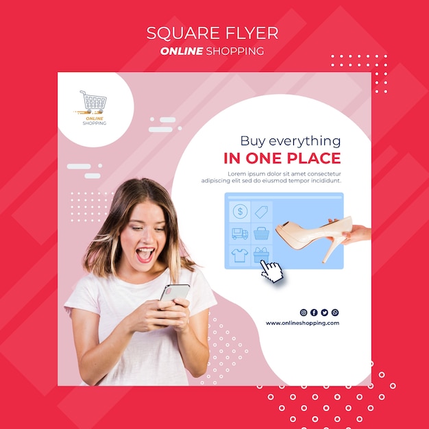 Folleto cuadrado para compras online