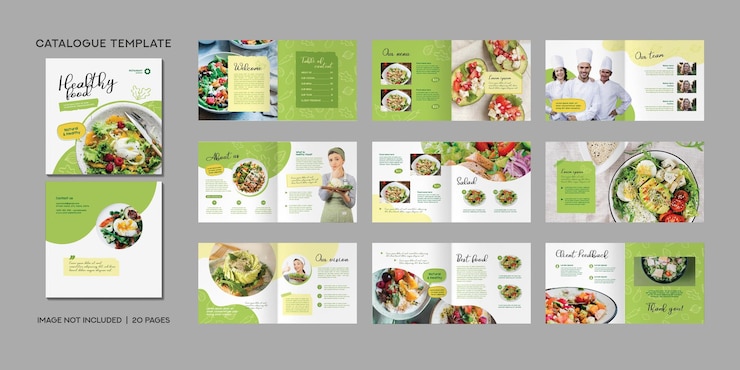 PSD folleto cuadrado de menú de alimentos saludables