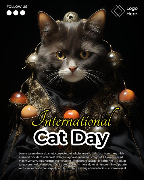 PSD folleto del día internacional del gato