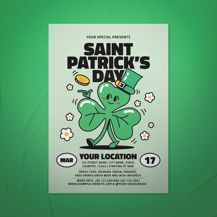 PSD folleto del día de san patricio
