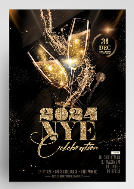 Folleto del evento de celebración de nye 2024