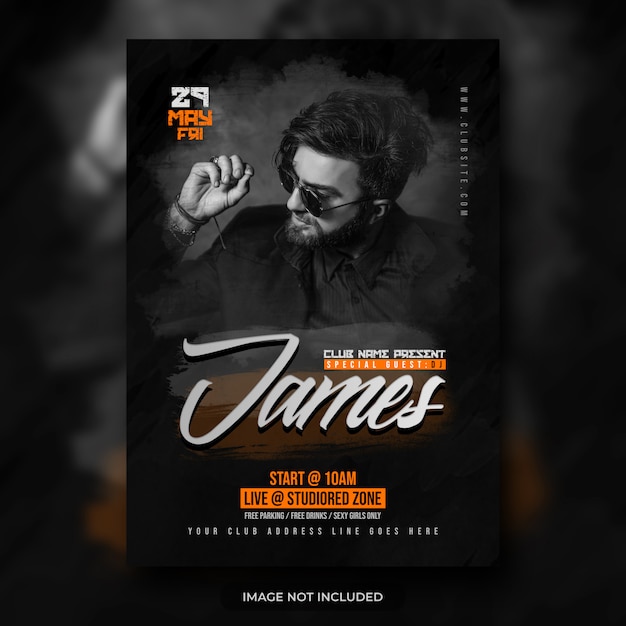 PSD folleto de evento de fiesta de dj o plantilla de póster