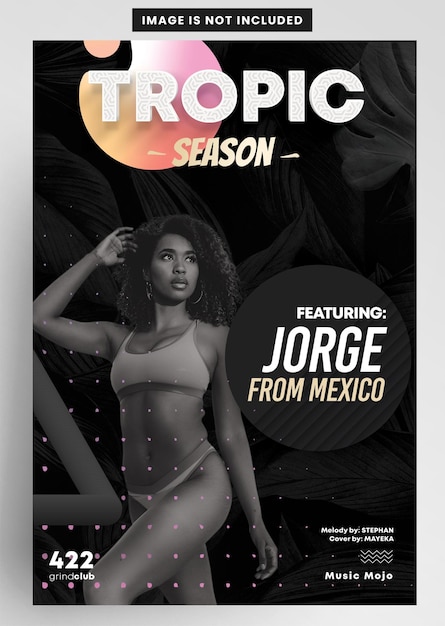 PSD folleto de evento de fiesta tropical elegante