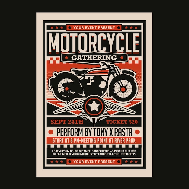 PSD folleto de evento de motocicleta