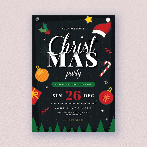 PSD folleto de evento navideño negro