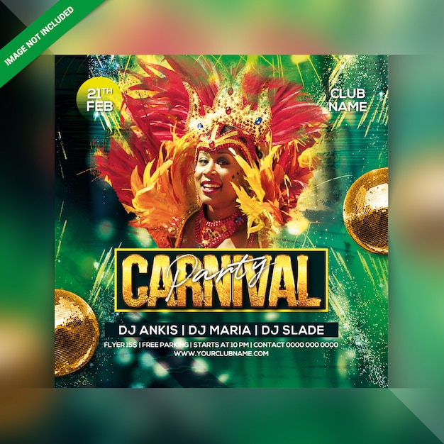 PSD folleto de fiesta de carnaval