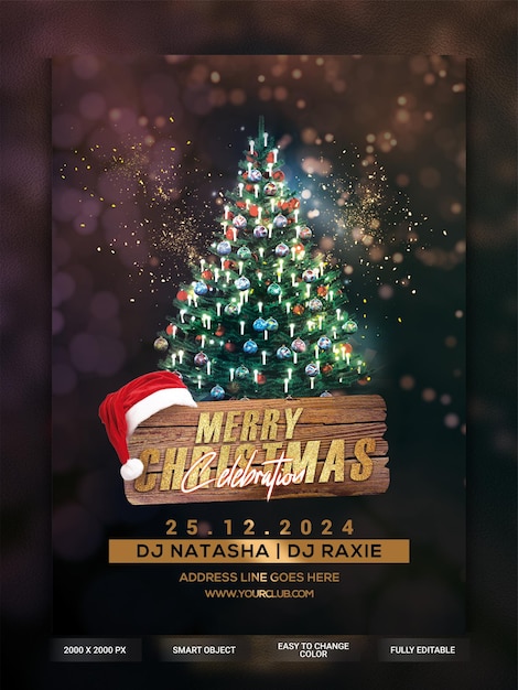 Folleto de fiesta de celebración de feliz navidad