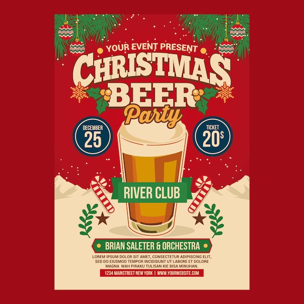 Folleto de la fiesta de la cerveza de navidad