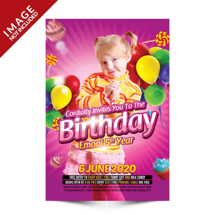 PSD folleto de fiesta de cumpleaños para niños