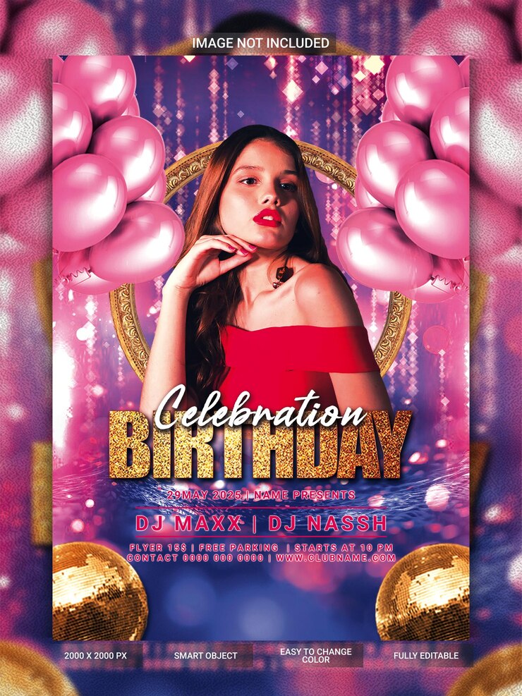 PSD folleto de fiesta de cumpleaños