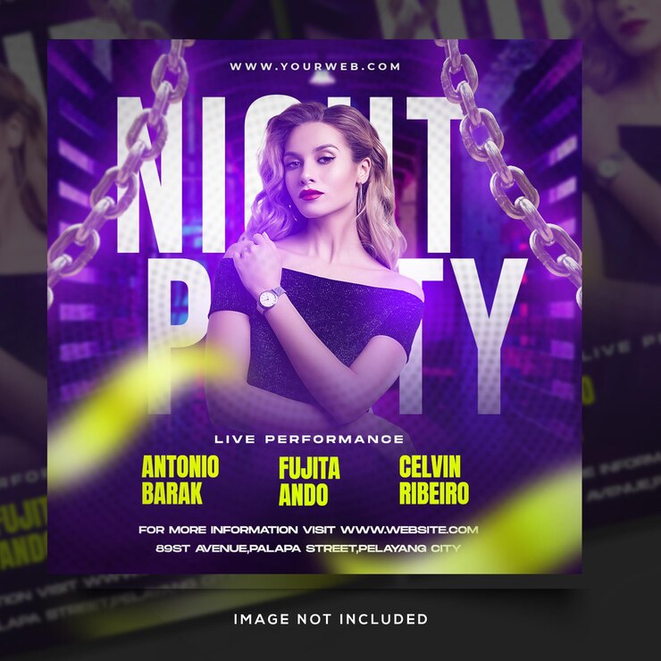 Folleto de fiesta de dj o plantilla de banner de redes sociales