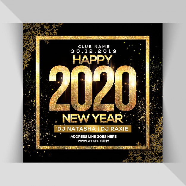 Folleto de fiesta feliz año nuevo 2020