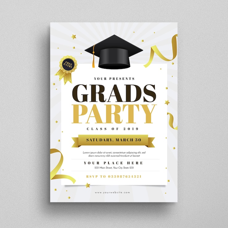 PSD folleto de fiesta de graduación