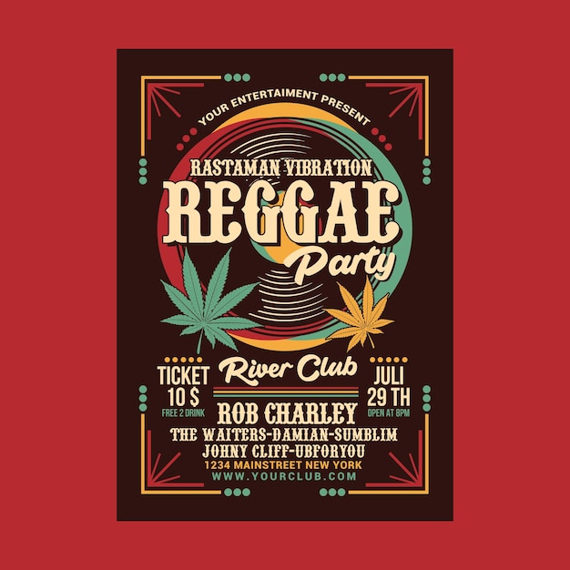 PSD folleto de fiesta de música reggae