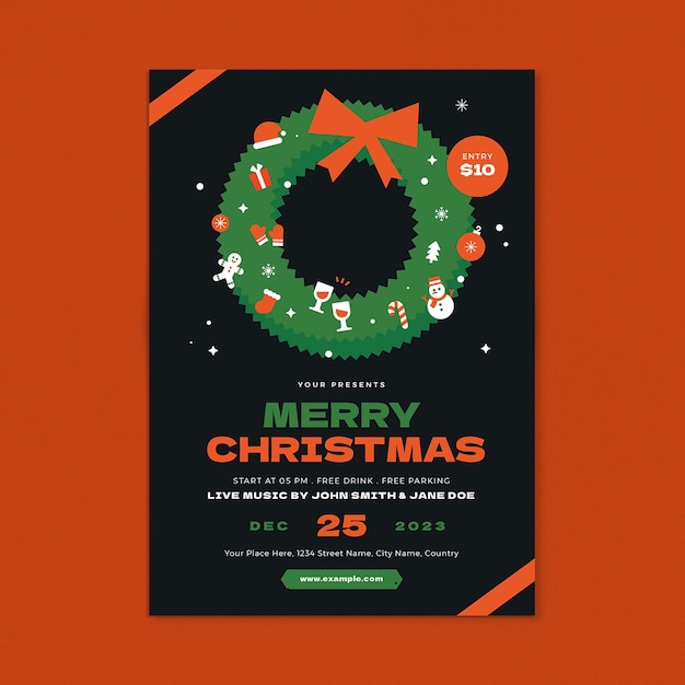 PSD folleto de fiesta de navidad negro simple moderno