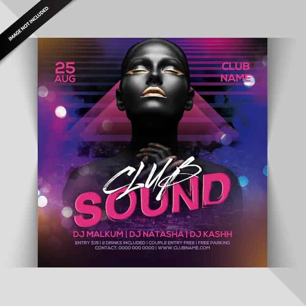 Folleto de fiesta nocturna del club sound