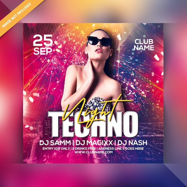 Folleto de fiesta nocturna techno