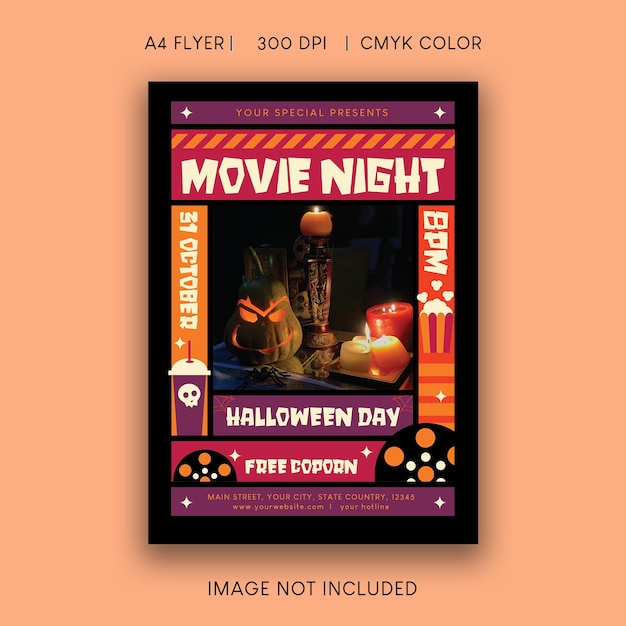 PSD folleto de fiesta de película de halloween