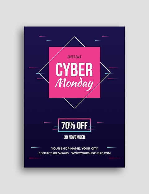 Folleto de gran venta de cyber monday