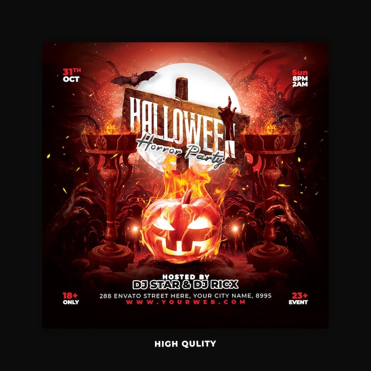 PSD folleto de halloween publicación en redes sociales de instagram y banner web