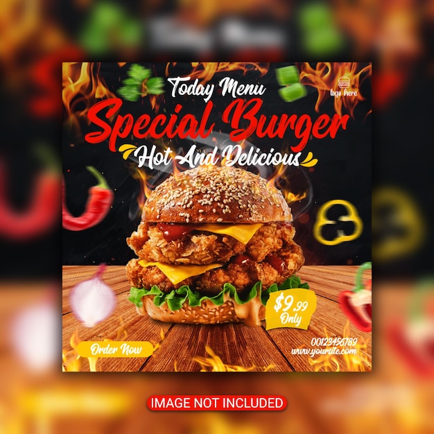 PSD folleto de menú de hamburguesas comida especial folleto de menú de hamburguesas