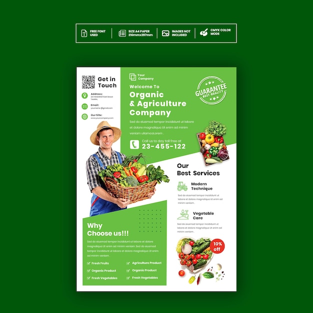 Folleto del mercado de agricultoresplantilla de póster