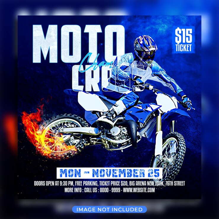 PSD folleto de motocross y plantilla de publicación en redes sociales