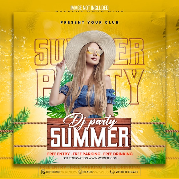 PSD folleto de música de fiesta de dj de verano diseño de publicación en redes sociales banner web premium psd premium