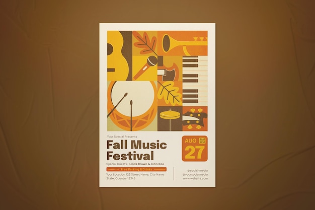 PSD folleto de música de otoño