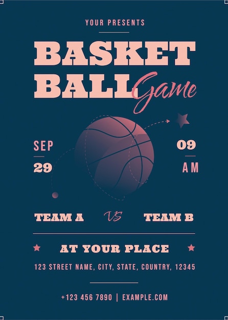 Folleto de partido de baloncesto
