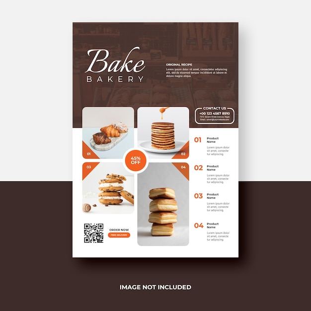 PSD folleto de pastelería y panadería