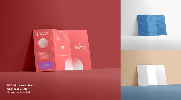 PSD folleto de pie mock u