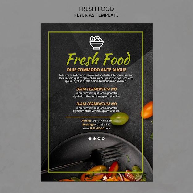 PSD folleto de plantilla de anuncio de alimentos frescos