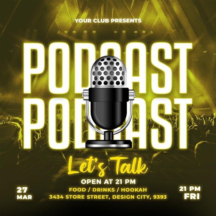 Folleto de podcast y plantilla de publicación de instagram