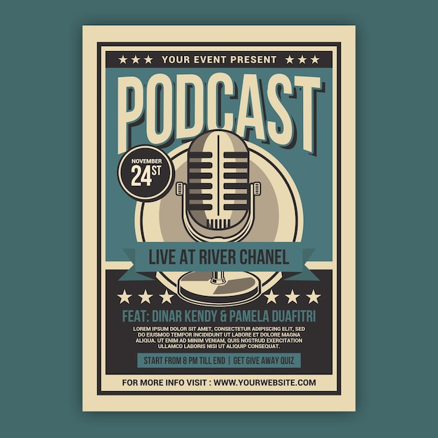 Folleto de podcast en vivo