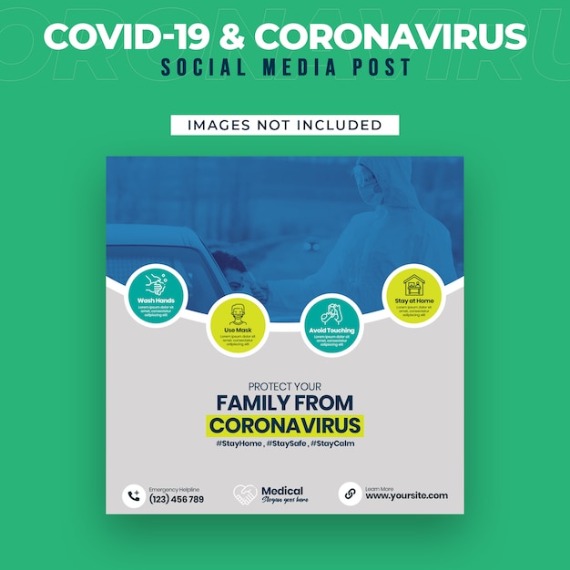 Folleto de redes sociales covid-19 y coronavirus