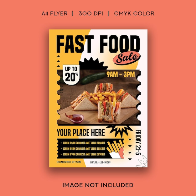 PSD folleto de venta de comida rápida
